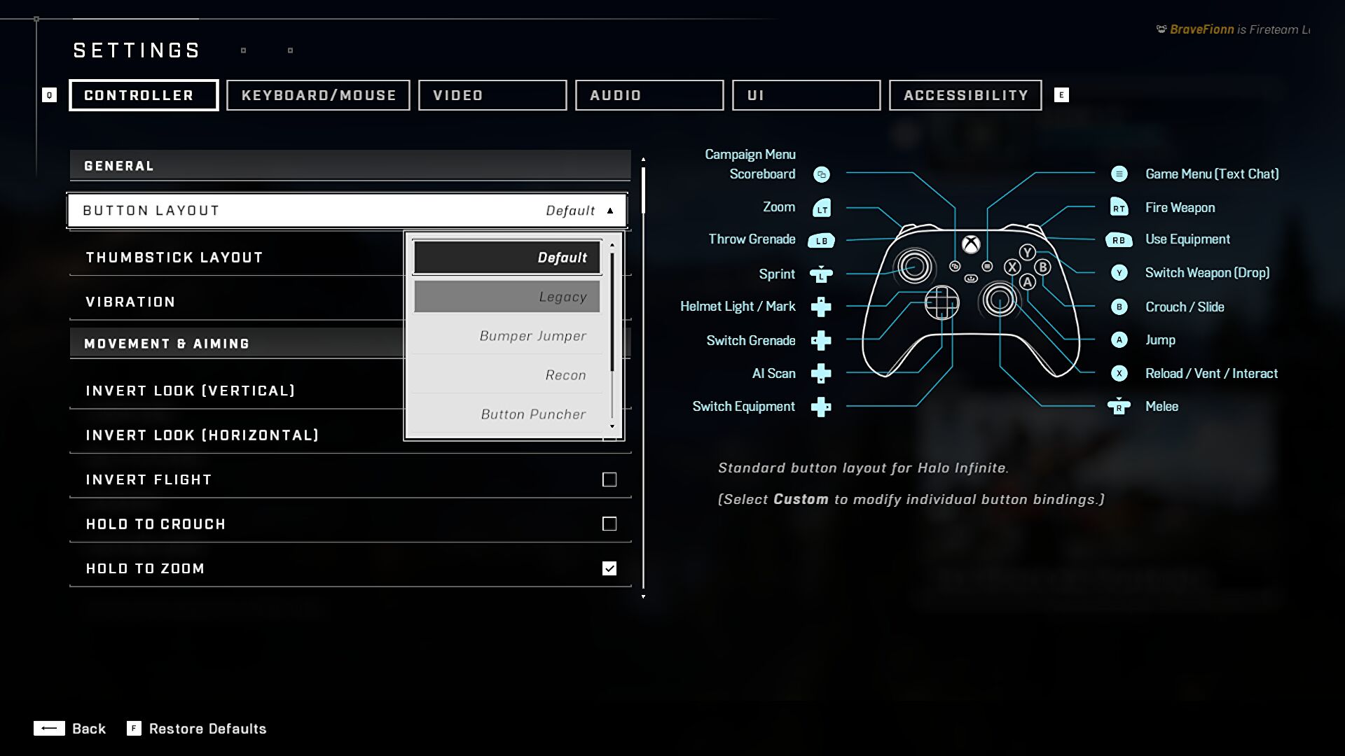 Halo Infinite game settings
